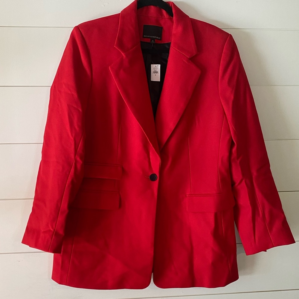 Banana Republic Red Single-Button Blazer
